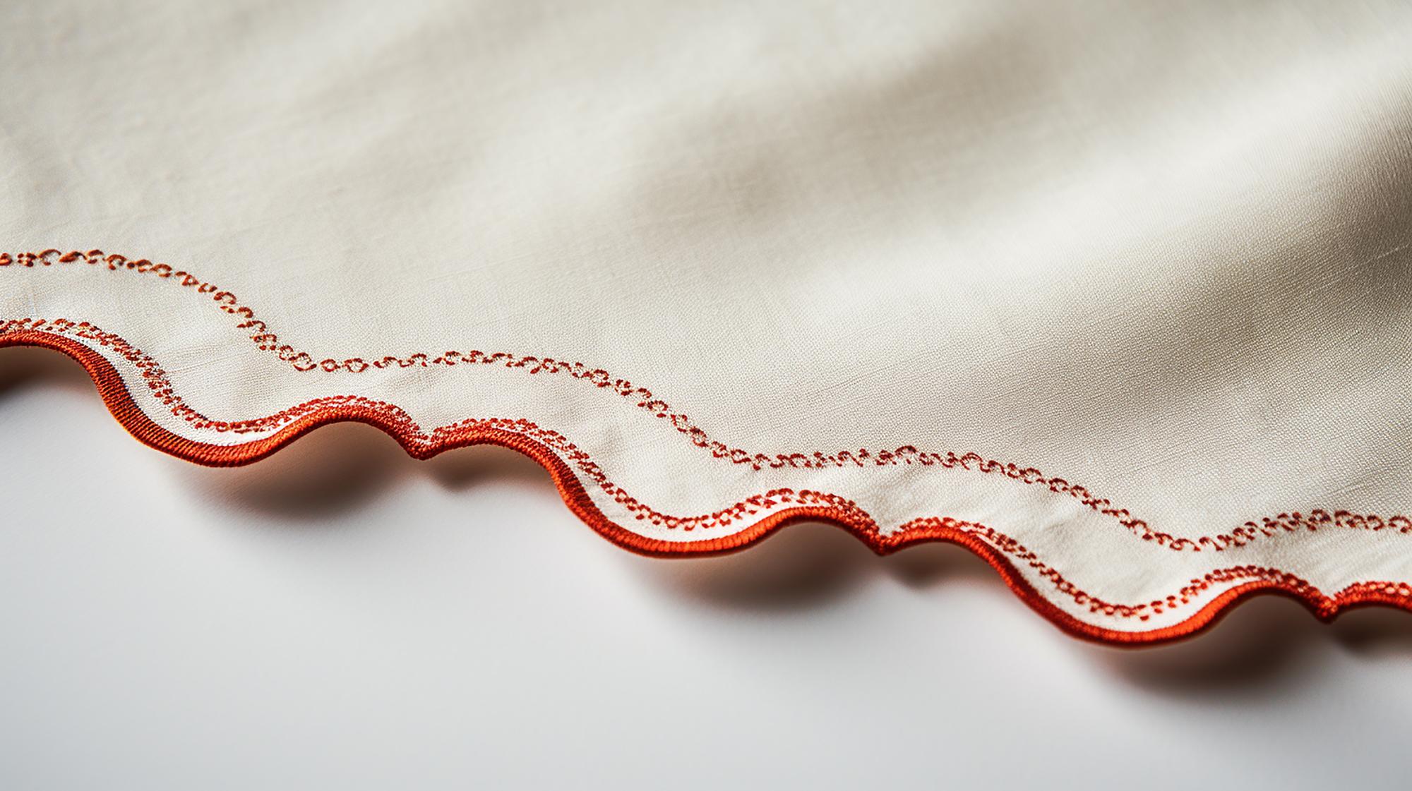 detail of satin stitch on cotton